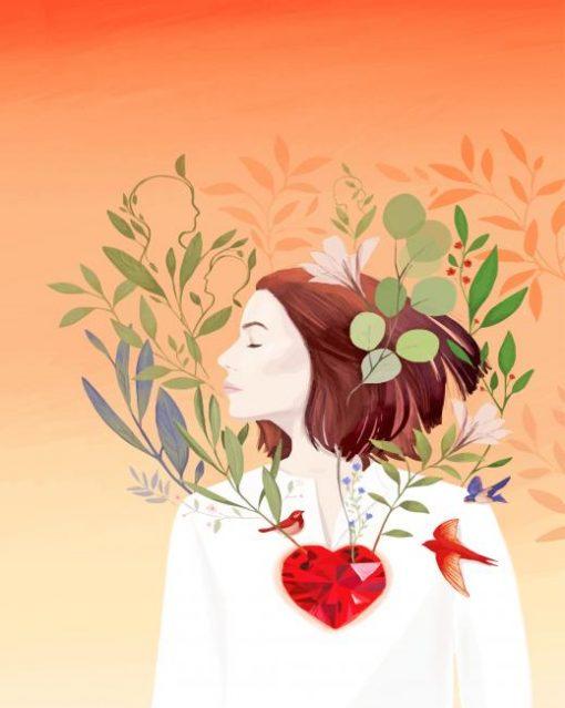 Femme et Coeur Peinture par Numéros