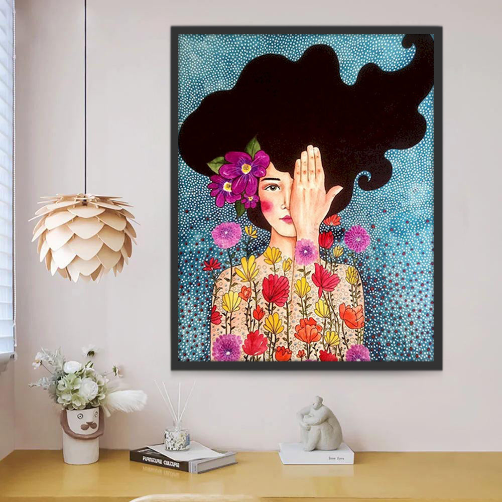 Femme et Fleurs Peinture par Numéros