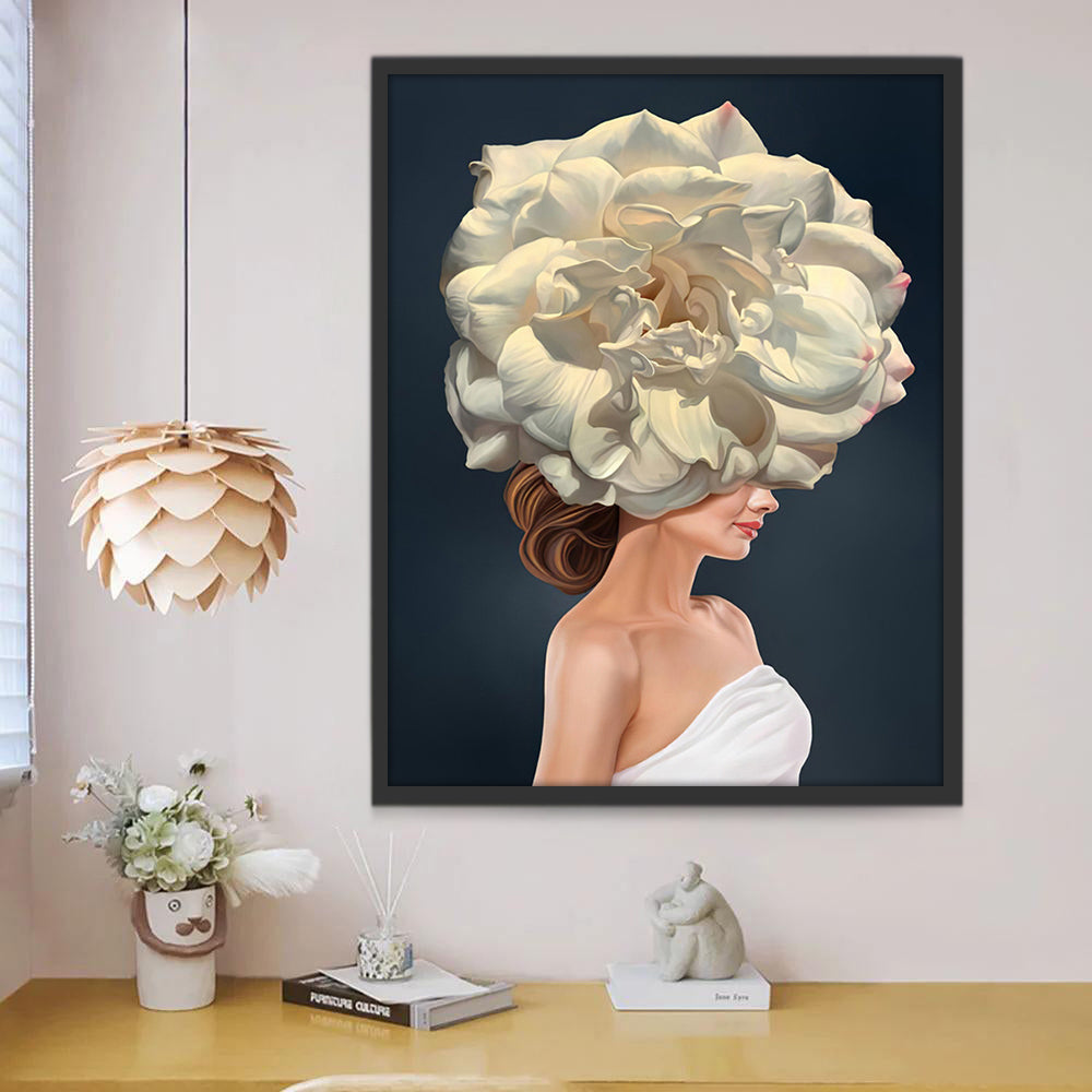 Femme et Grande Fleur Peinture par Numéros