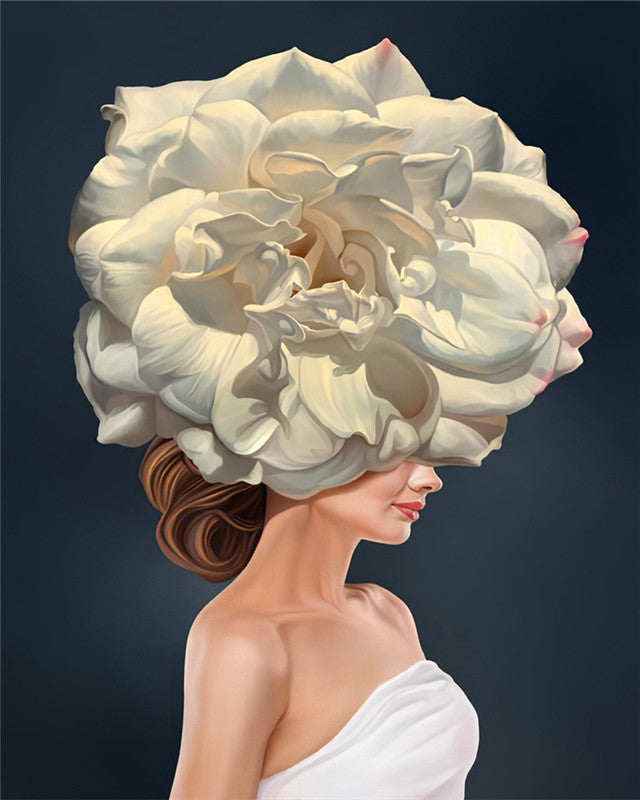Femme et Grande Fleur Peinture par Numéros