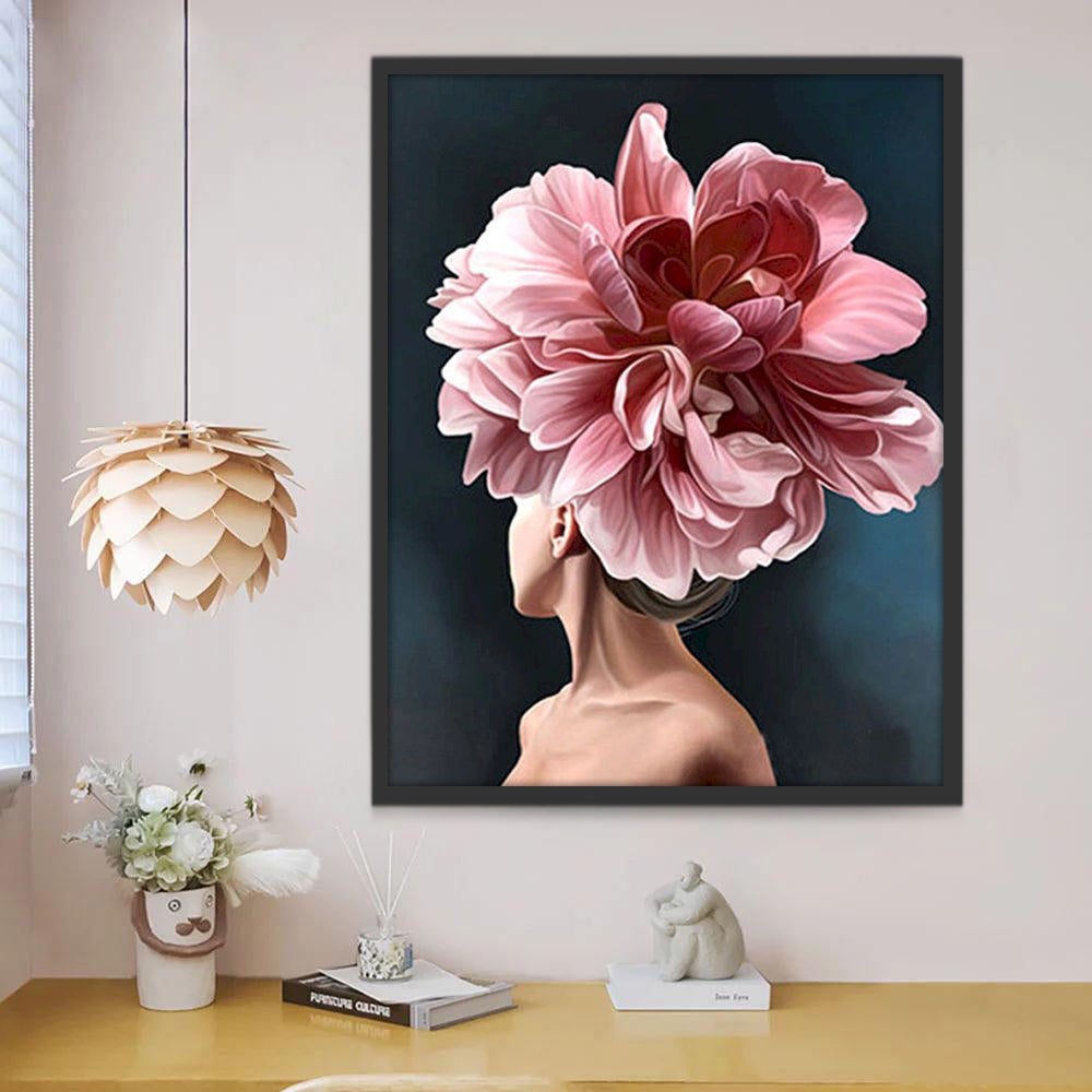 Femme et Grandes Fleurs Peinture par Numéros