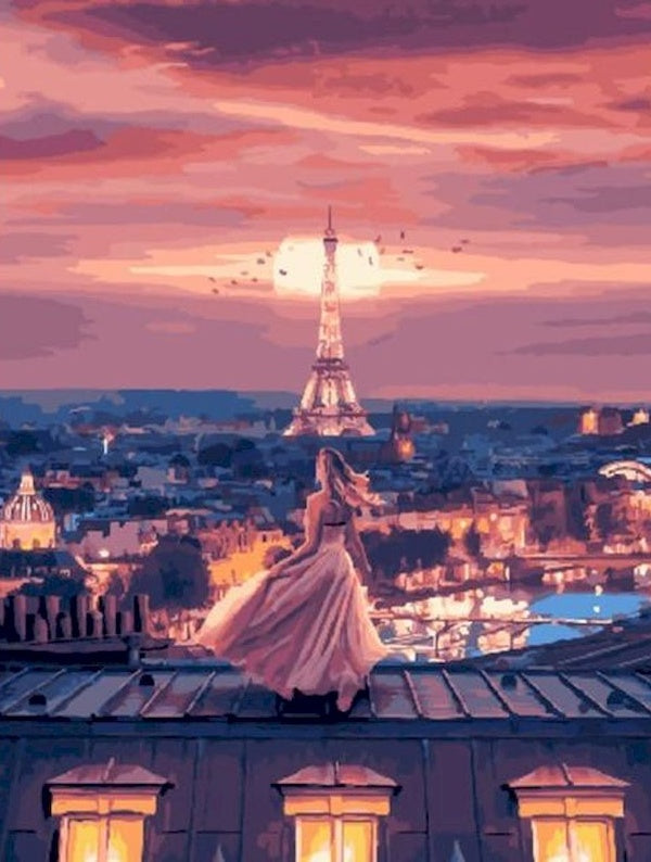 Femme et Joli Paysage à Paris Peinture par Numéros