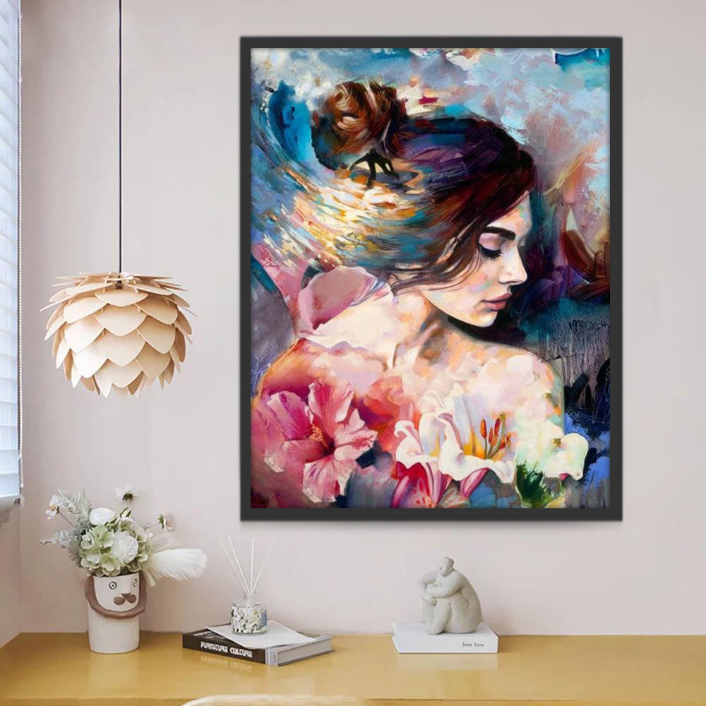 Femme et Lys Peinture par Numéros