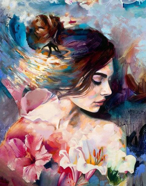 Femme et Lys Peinture par Numéros