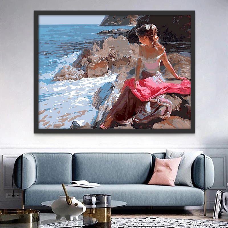 Femme et Mer Peinture par Numéros