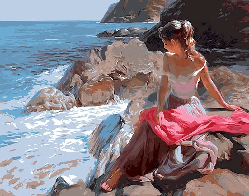 Femme et Mer Peinture par Numéros