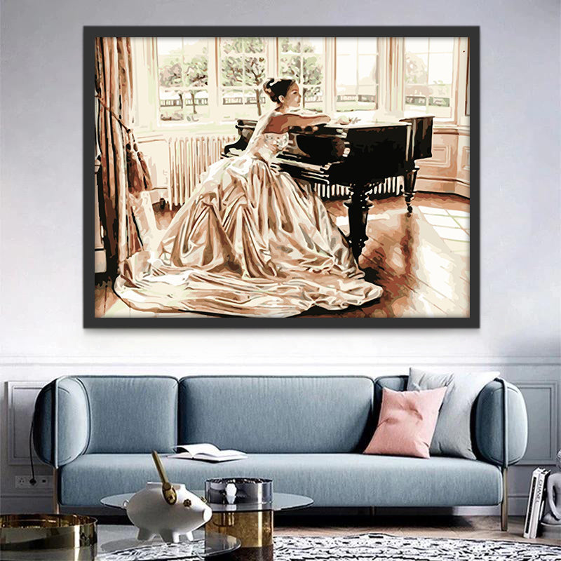 Femme et Piano Peinture par Numéros