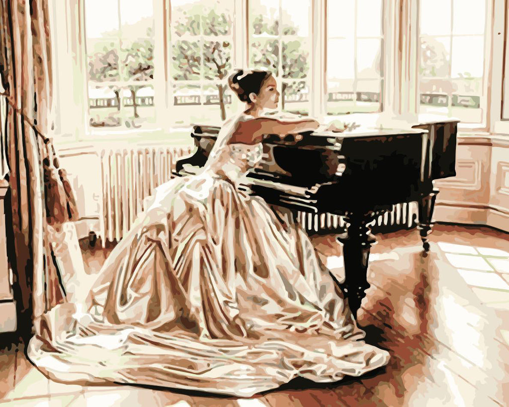 Femme et Piano Peinture par Numéros