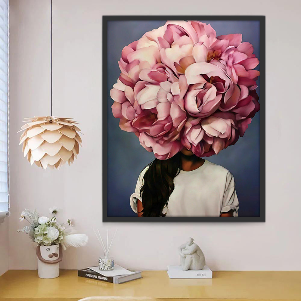 Femme et Pivoines Abstraites Peinture par Numéros