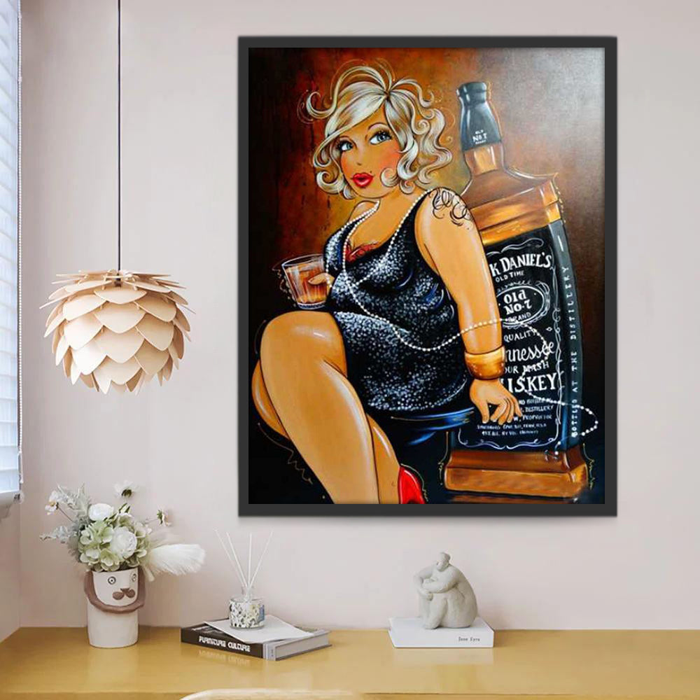 Femme et Whisky Peinture par Numéros