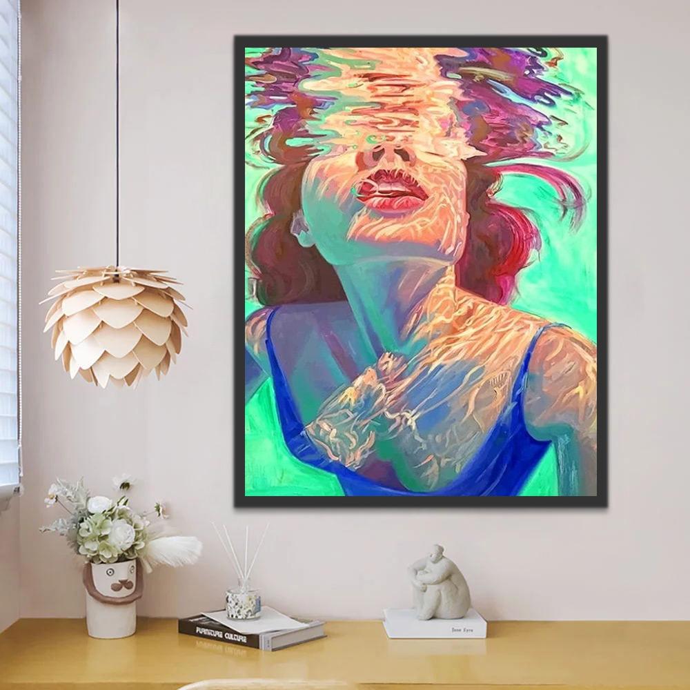 Femme nageuse Peinture par Numéros