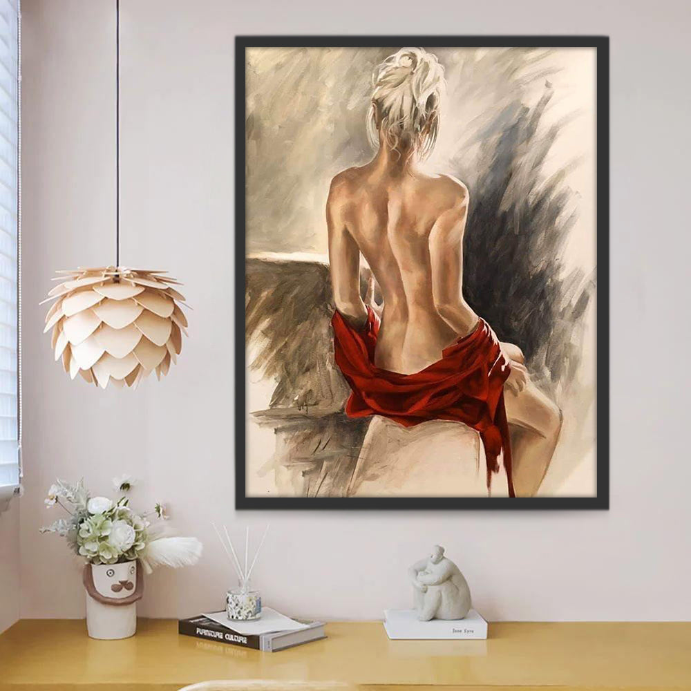 Femme nue aux cheveux blancs Peinture par Numéros