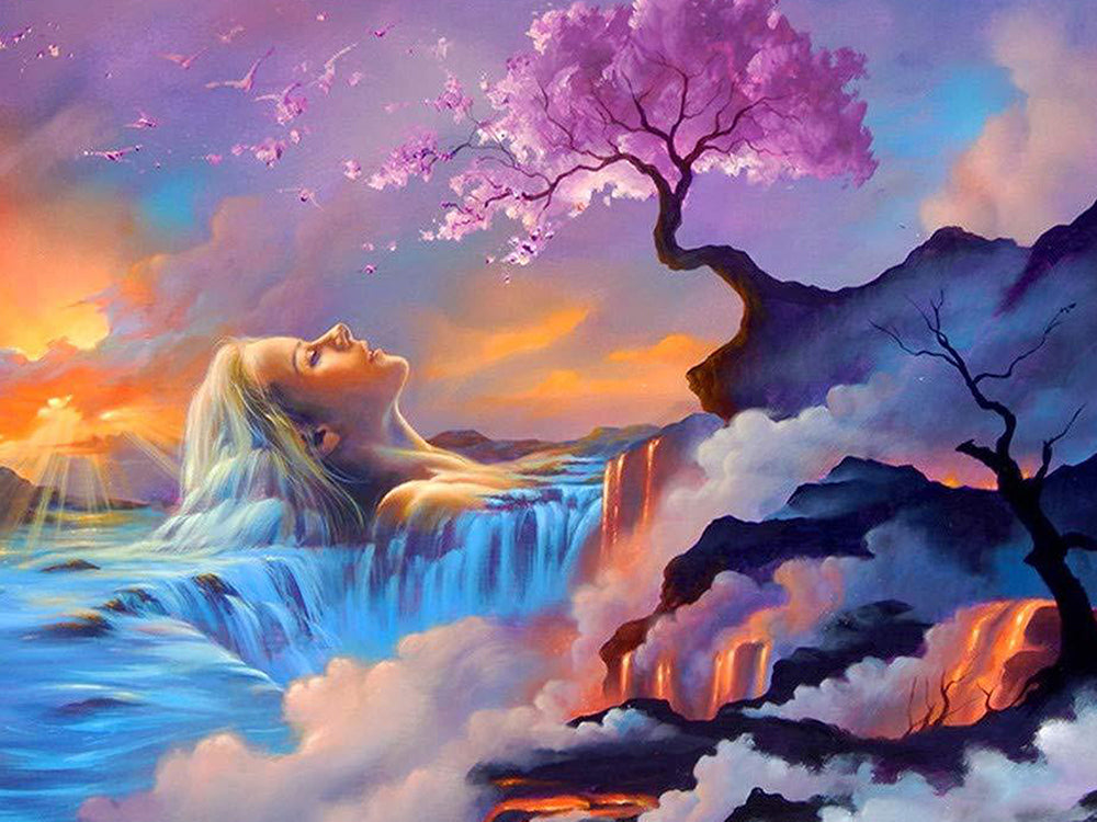 Femme Paysage Nature Peinture par Numéros