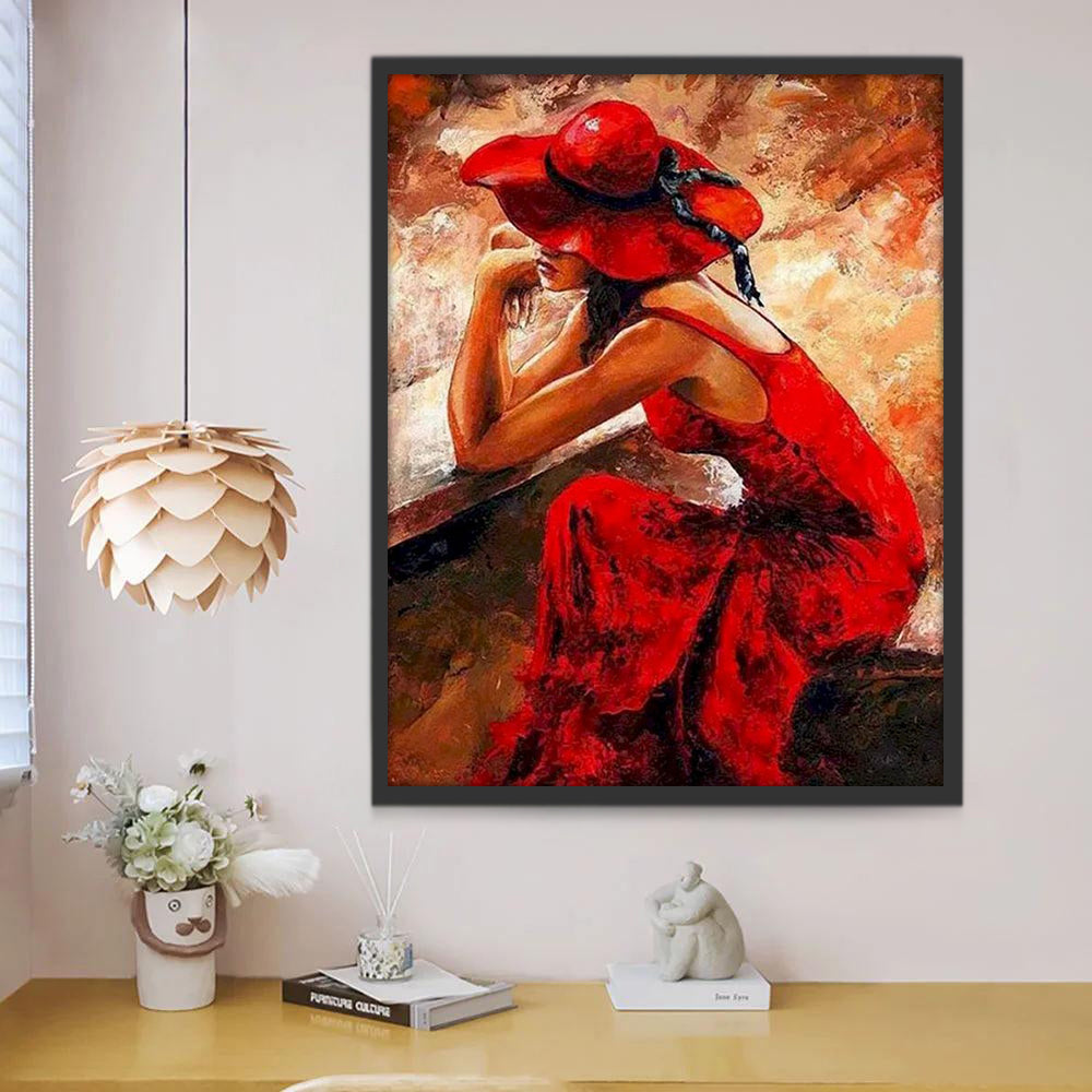 Femme Rouge Peinture par Numéros