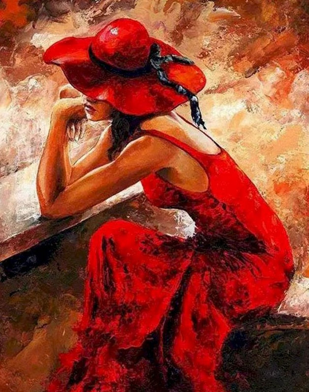 Femme Rouge Peinture par Numéros