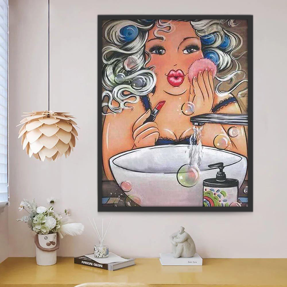 Femme se Maquillant Peinture par Numéros