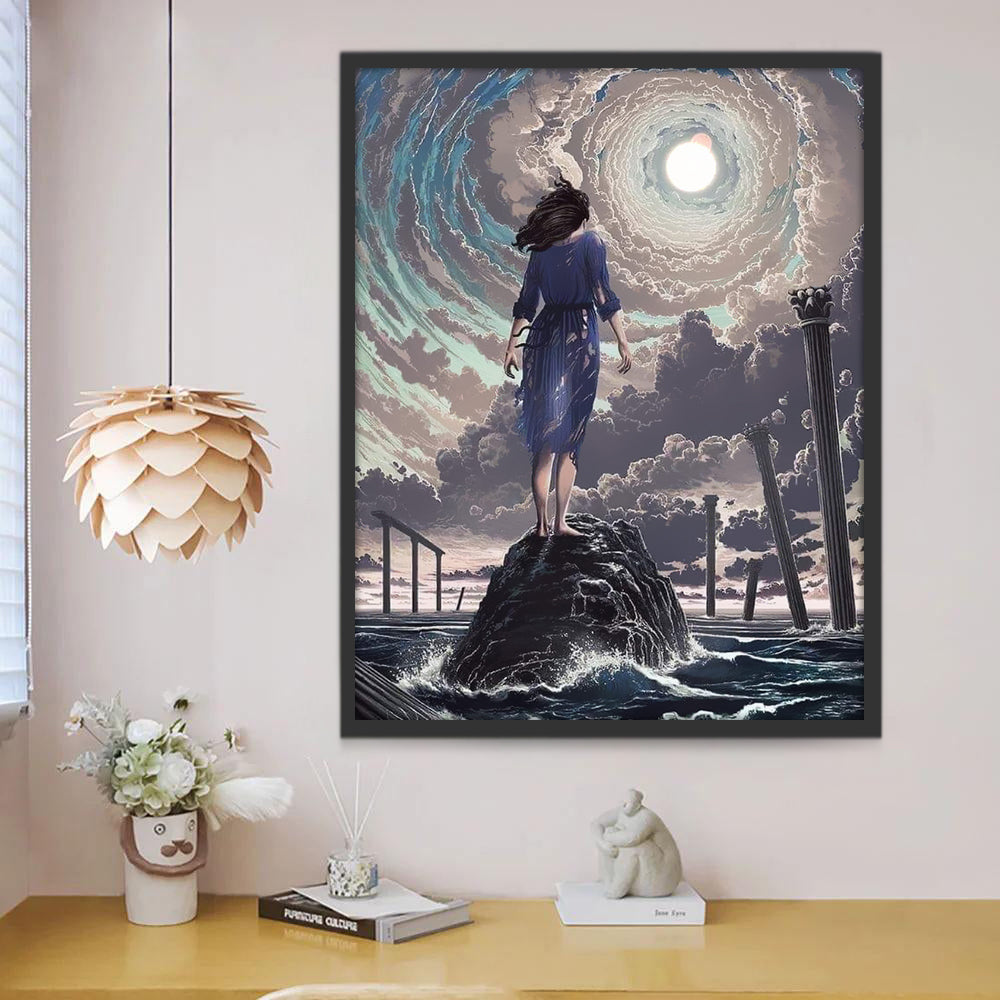 Femme sur roches Peinture par Numéros