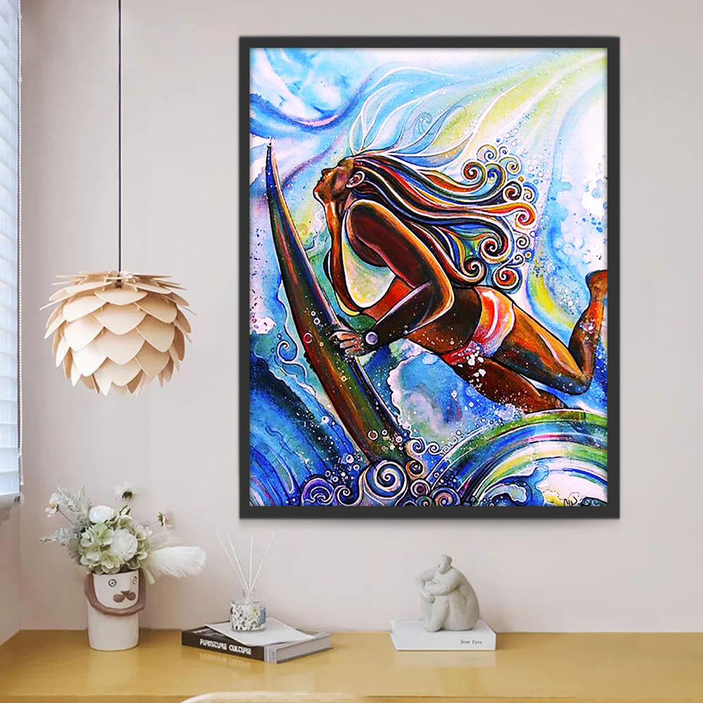 Femme surf Peinture par Numéros