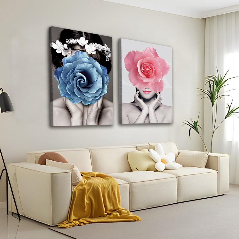 Femmes et Belles Fleurs 2 Partie Peinture par Numéros