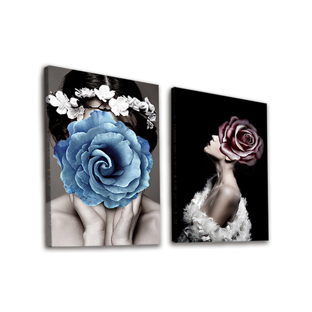 Femmes et Belles Fleurs 2 Partie Peinture par Numéros