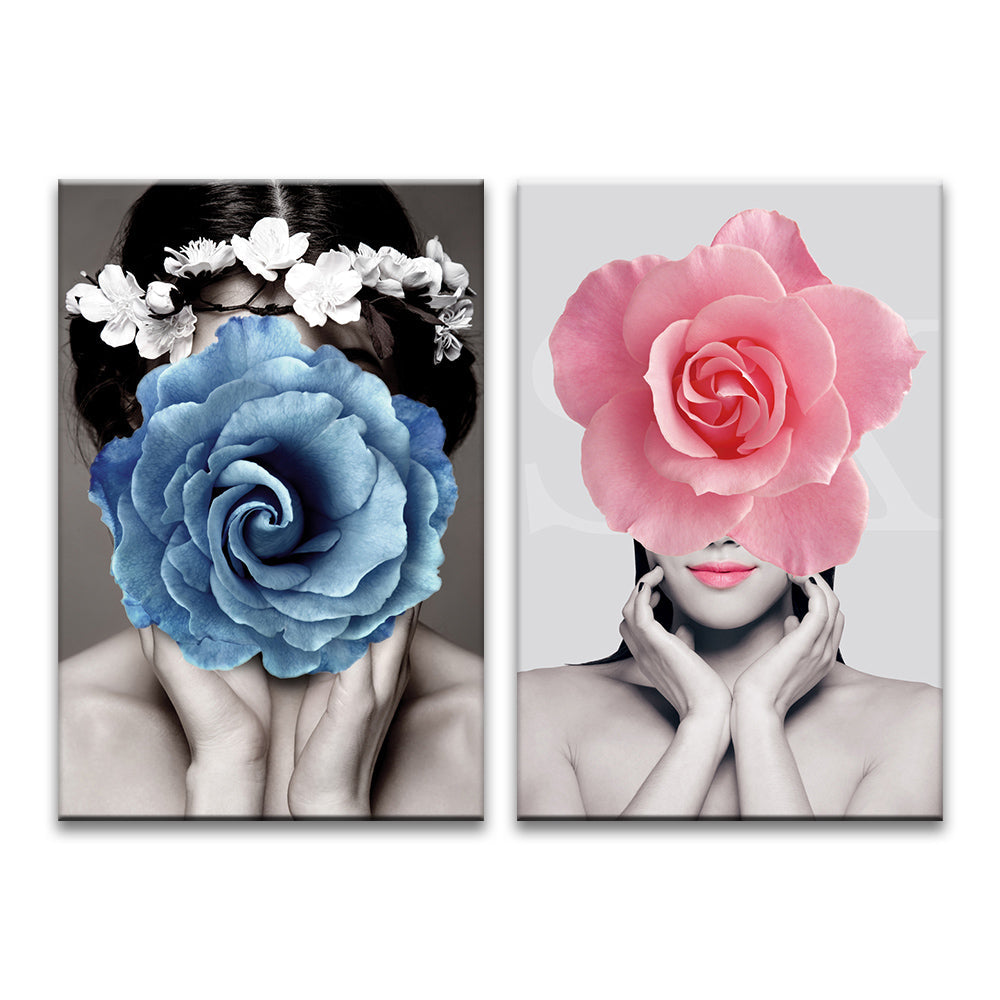 Femmes et Belles Fleurs 2 Partie Peinture par Numéros