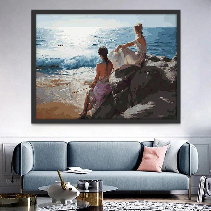 Femmes et Mer Peinture par Numéros