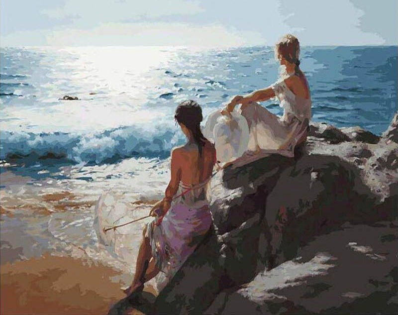 Femmes et Mer Peinture par Numéros