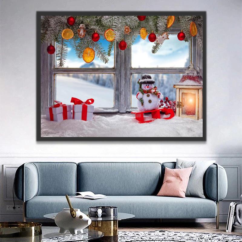 Fenêtre de Neige dans Noël Peinture par Numéros