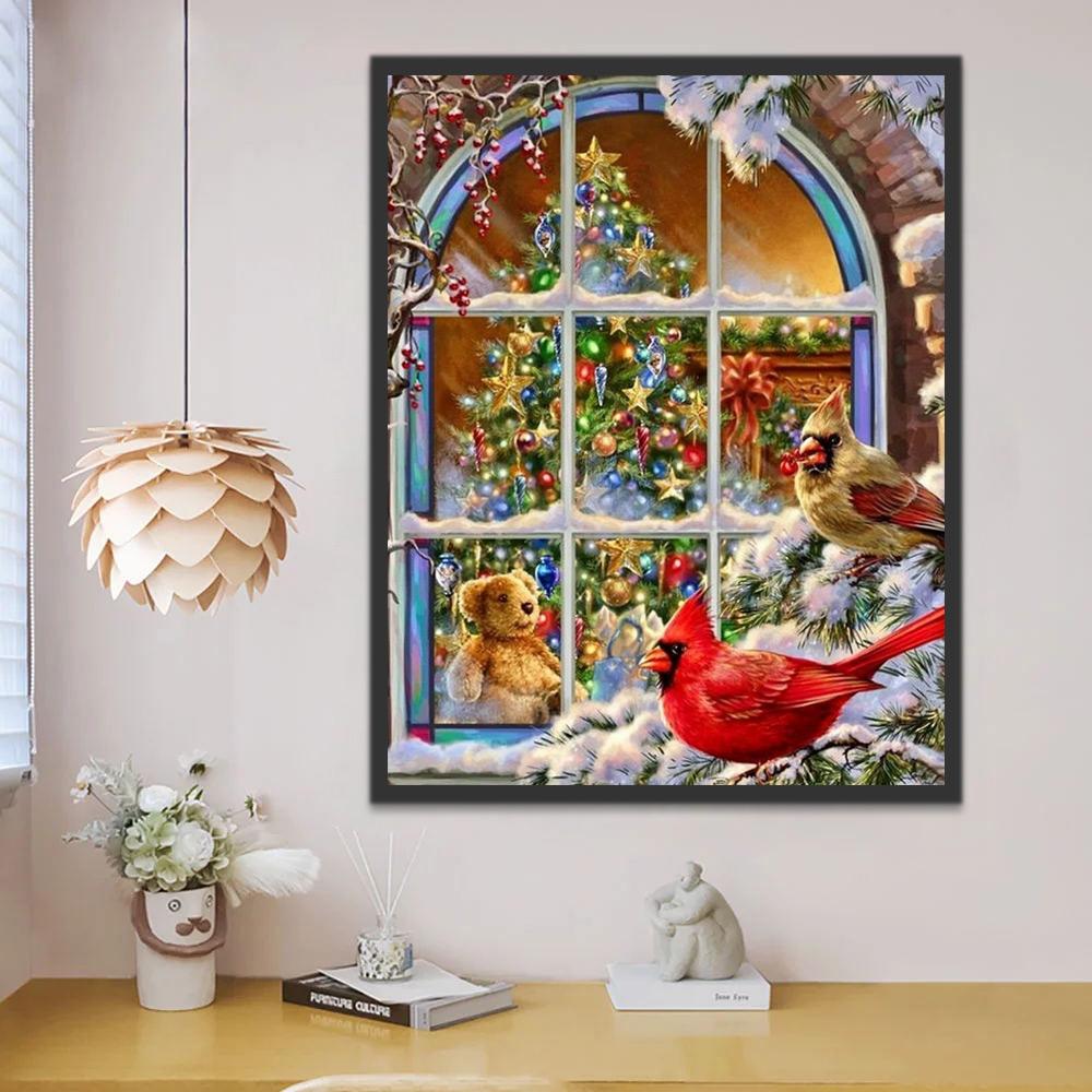Fenêtre de Noël et Poupée Peinture par Numéros