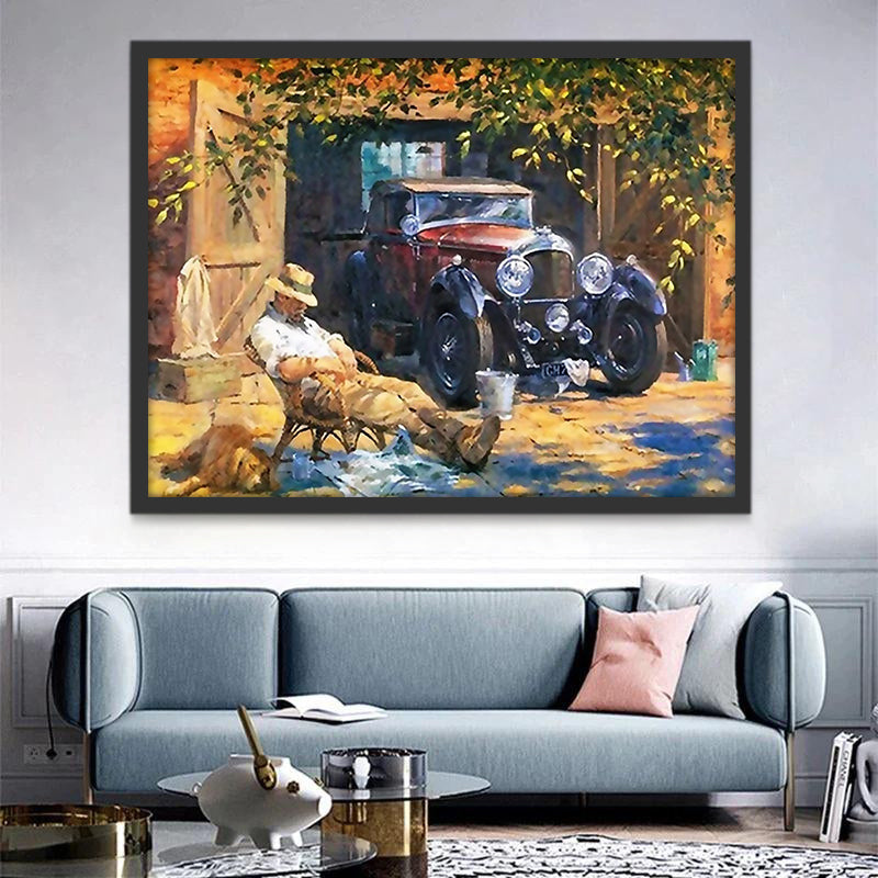 Fermier et tracteur Peinture par Numéros