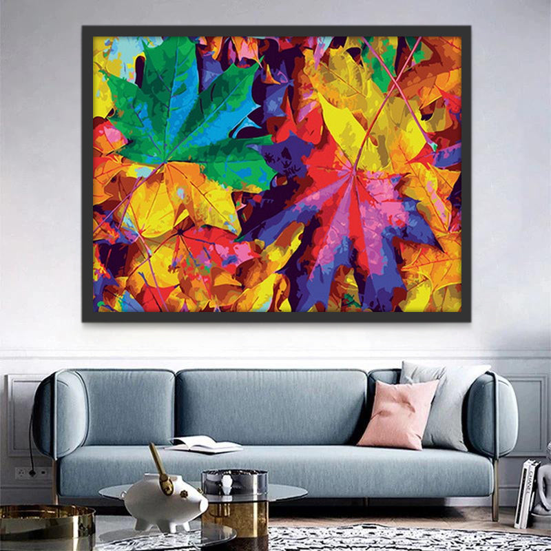 Feuilles d'érable Multicolores Peinture par Numéros