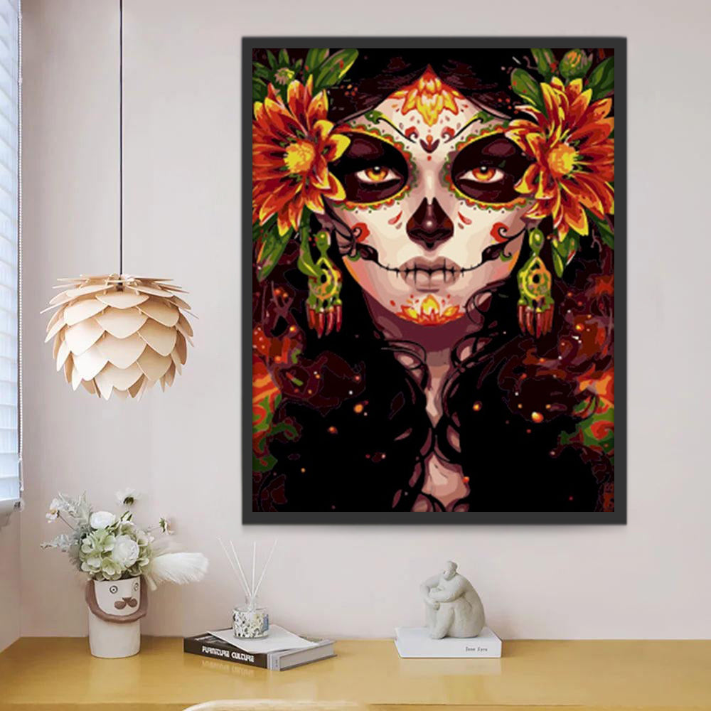 Fille aux fleurs Peinture par Numéros