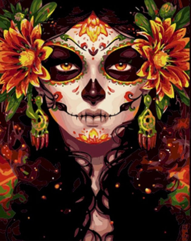 Fille aux fleurs Peinture par Numéros