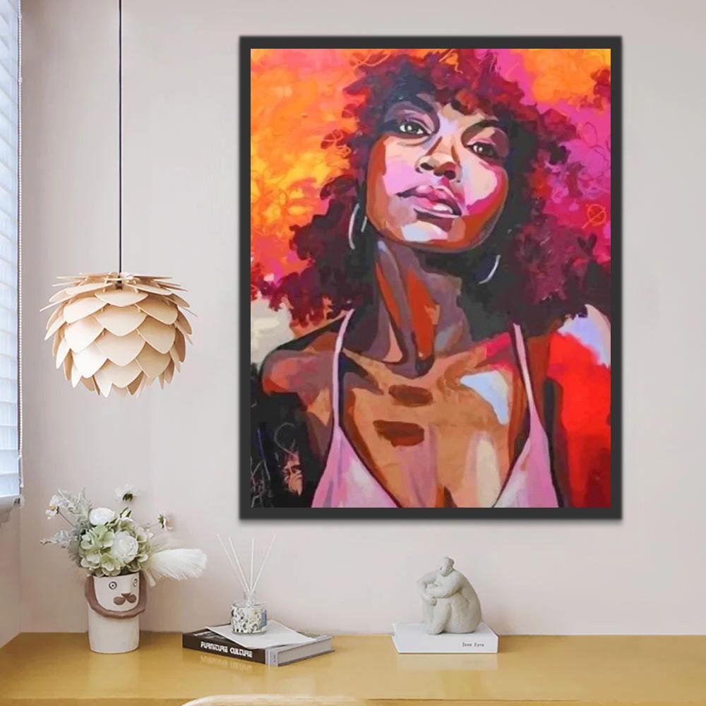 Fille avec Coiffure Afro Peinture par Numéros