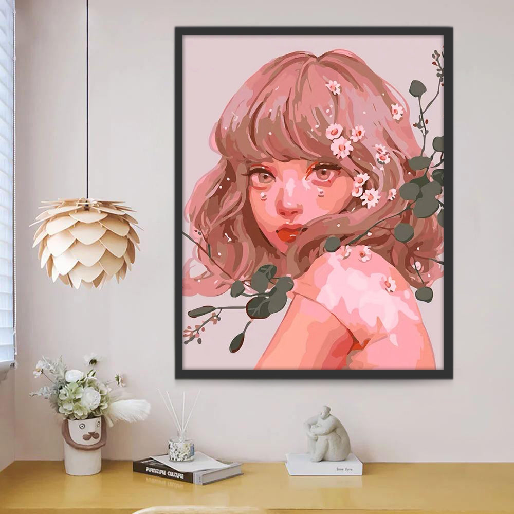 Fille et Plante Peinture par Numéros