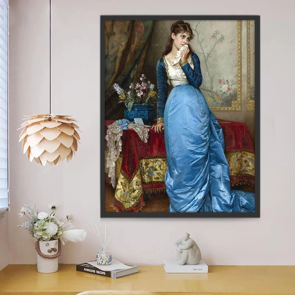 Fille et Robe Bleue Peinture par Numéros