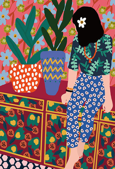 Fille Portant des Fleurs dans les Cheveux Peinture par Numéros