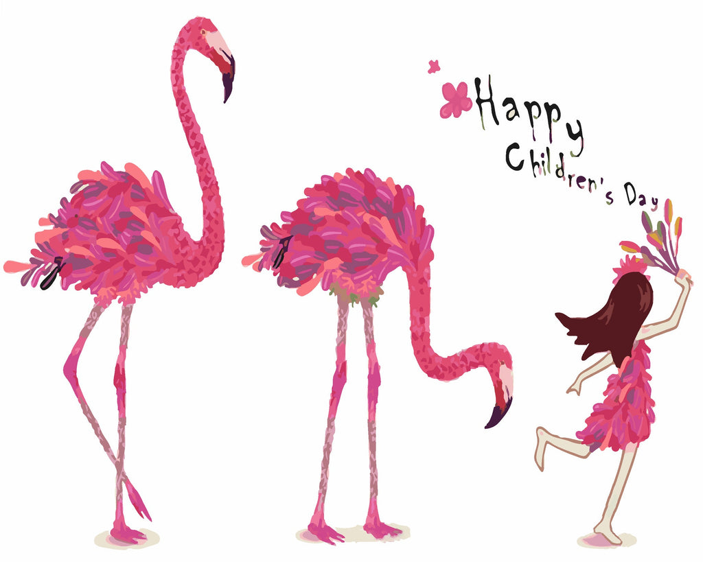 Flamants de la Fête des Enfants Peinture par Numéros