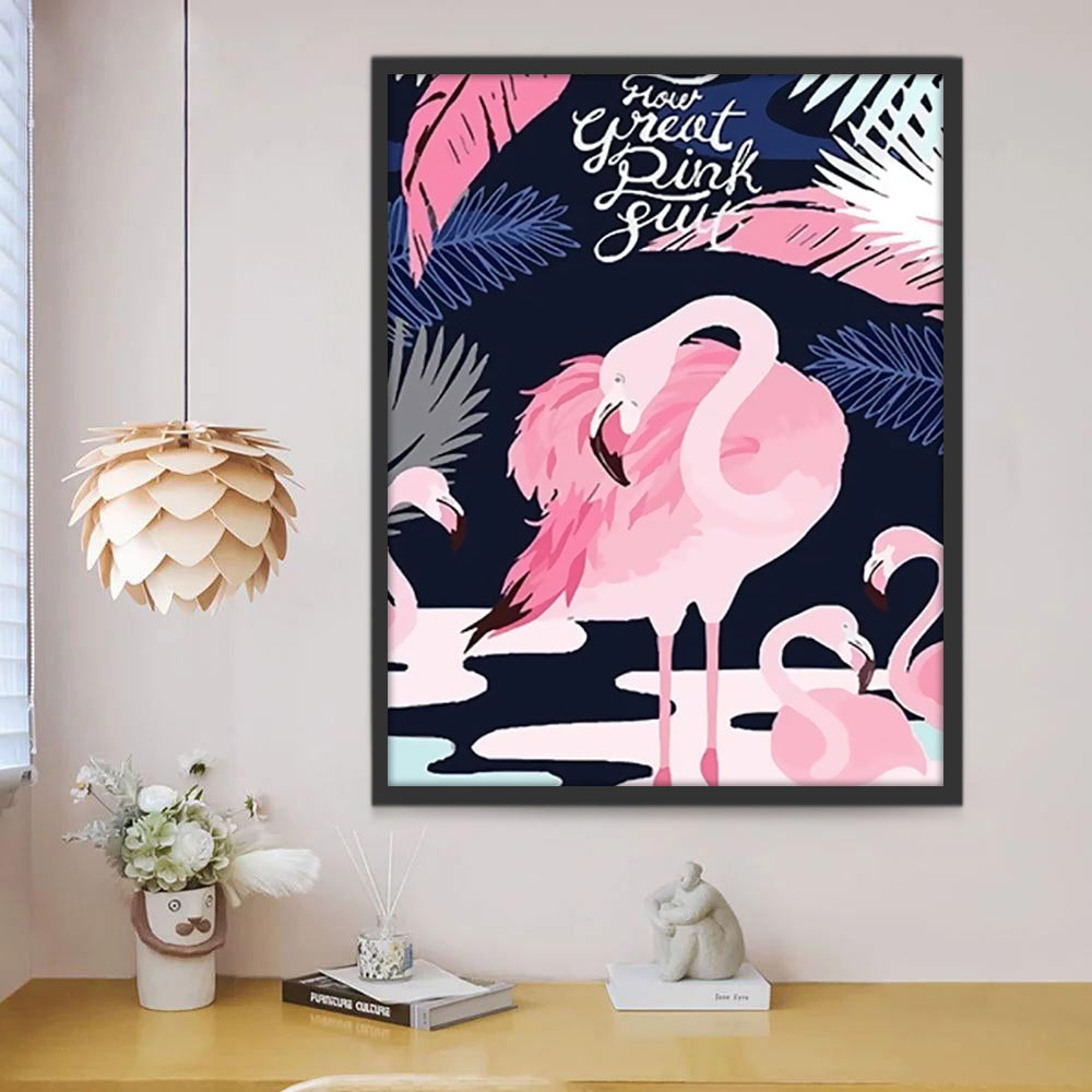 Flamants Dessinés Peinture par Numéros