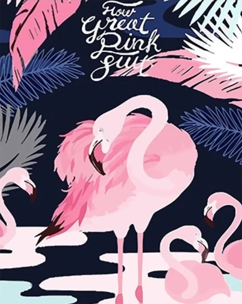 Flamants Dessinés Peinture par Numéros