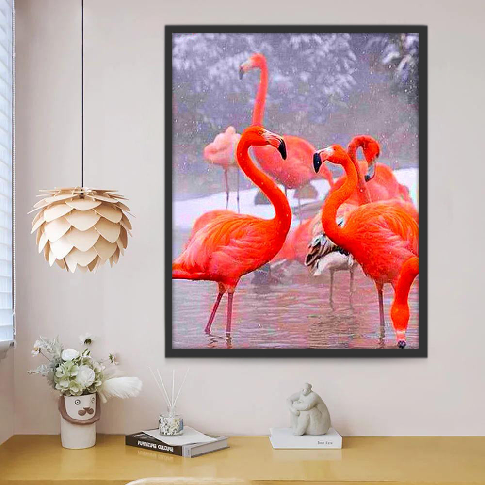 Flamants en Hiver Peinture par Numéros