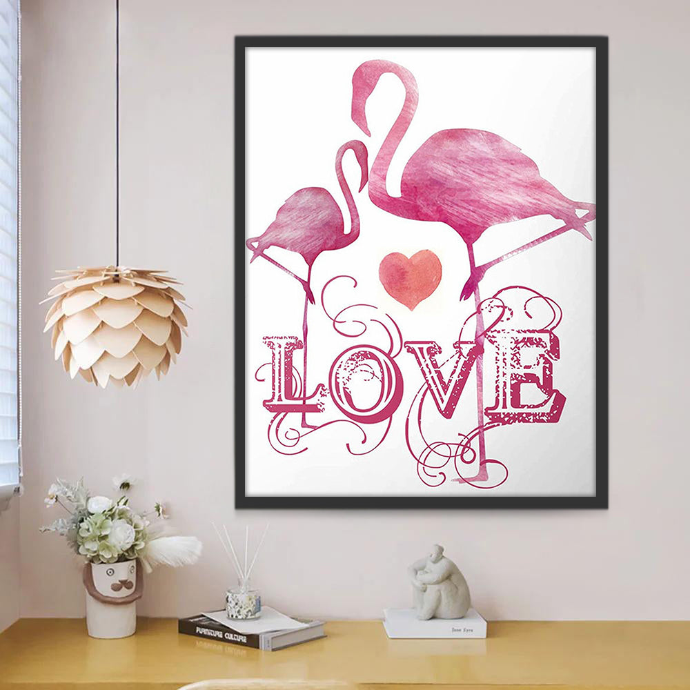 Flamants et Amour Peinture par Numéros