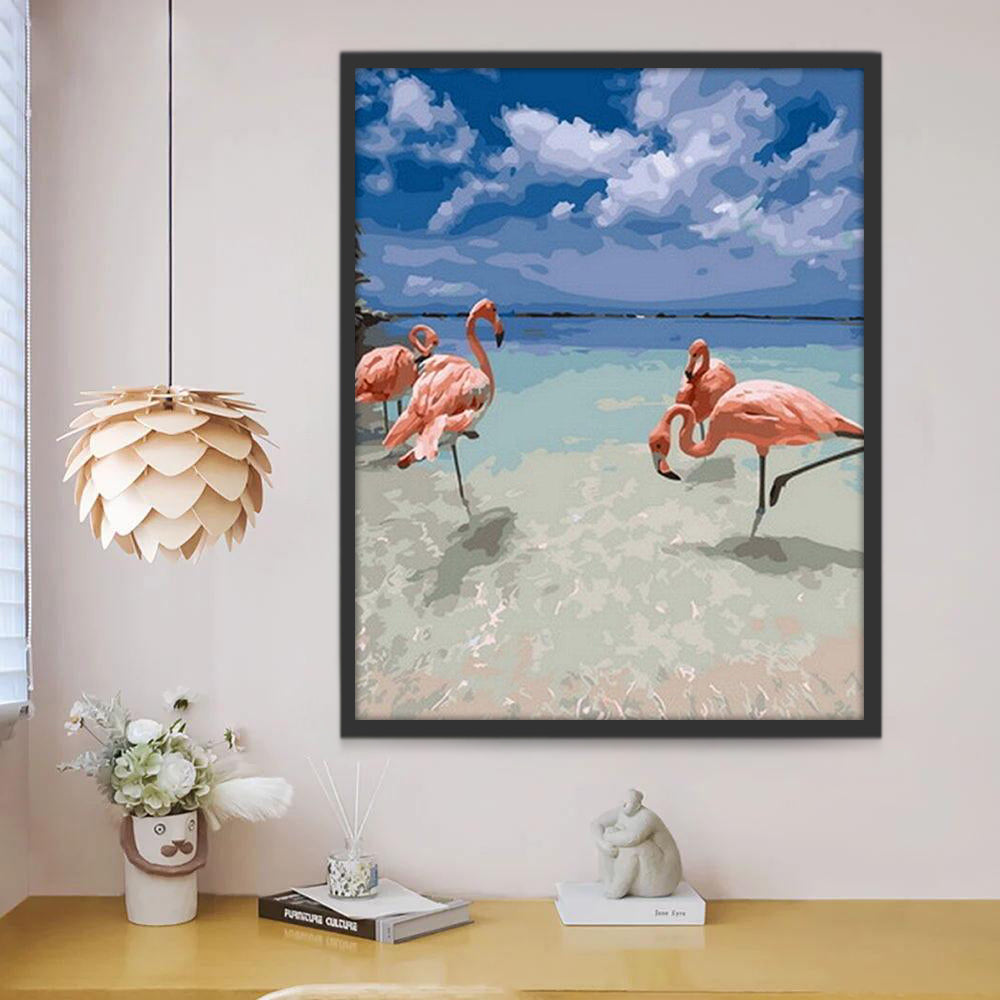 Flamants et la Mer Peinture par Numéros