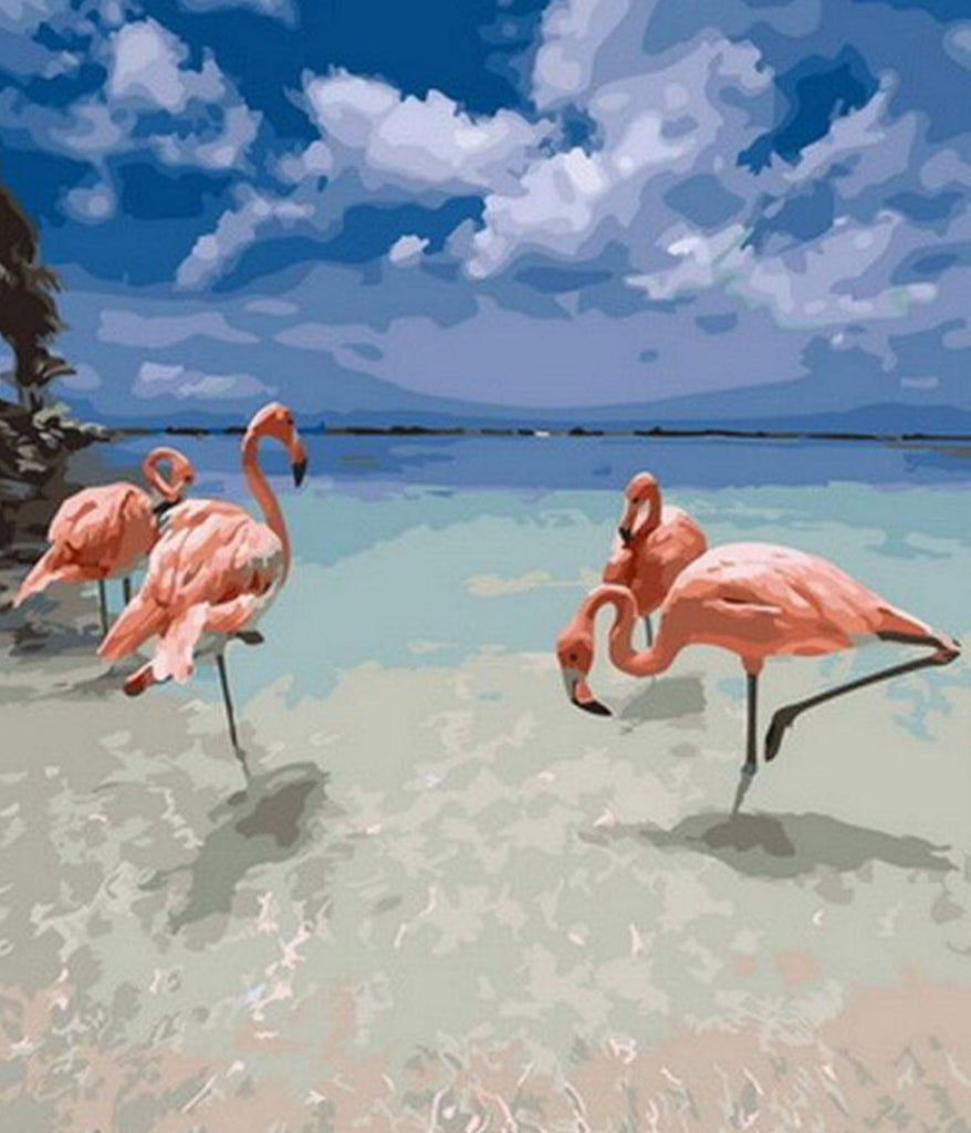 Flamants et la Mer Peinture par Numéros
