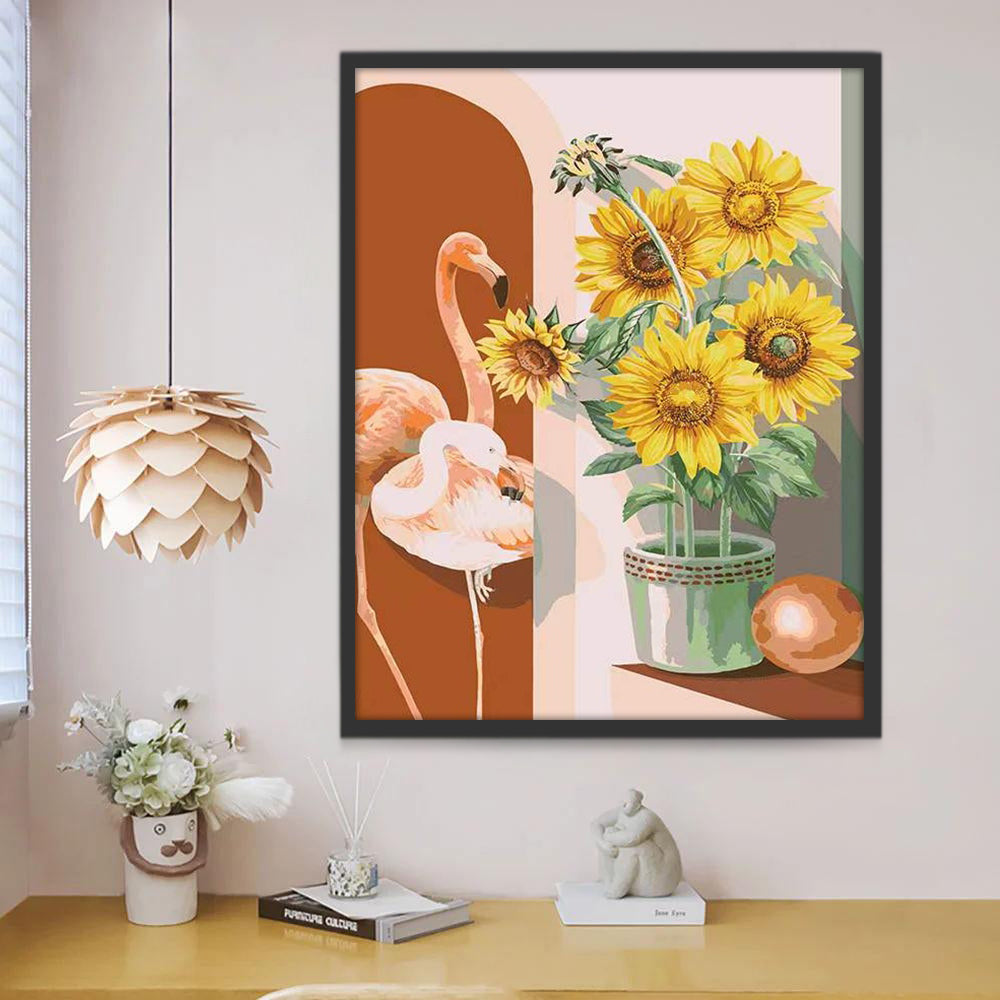Flamants et Tournesols Peinture par Numéros