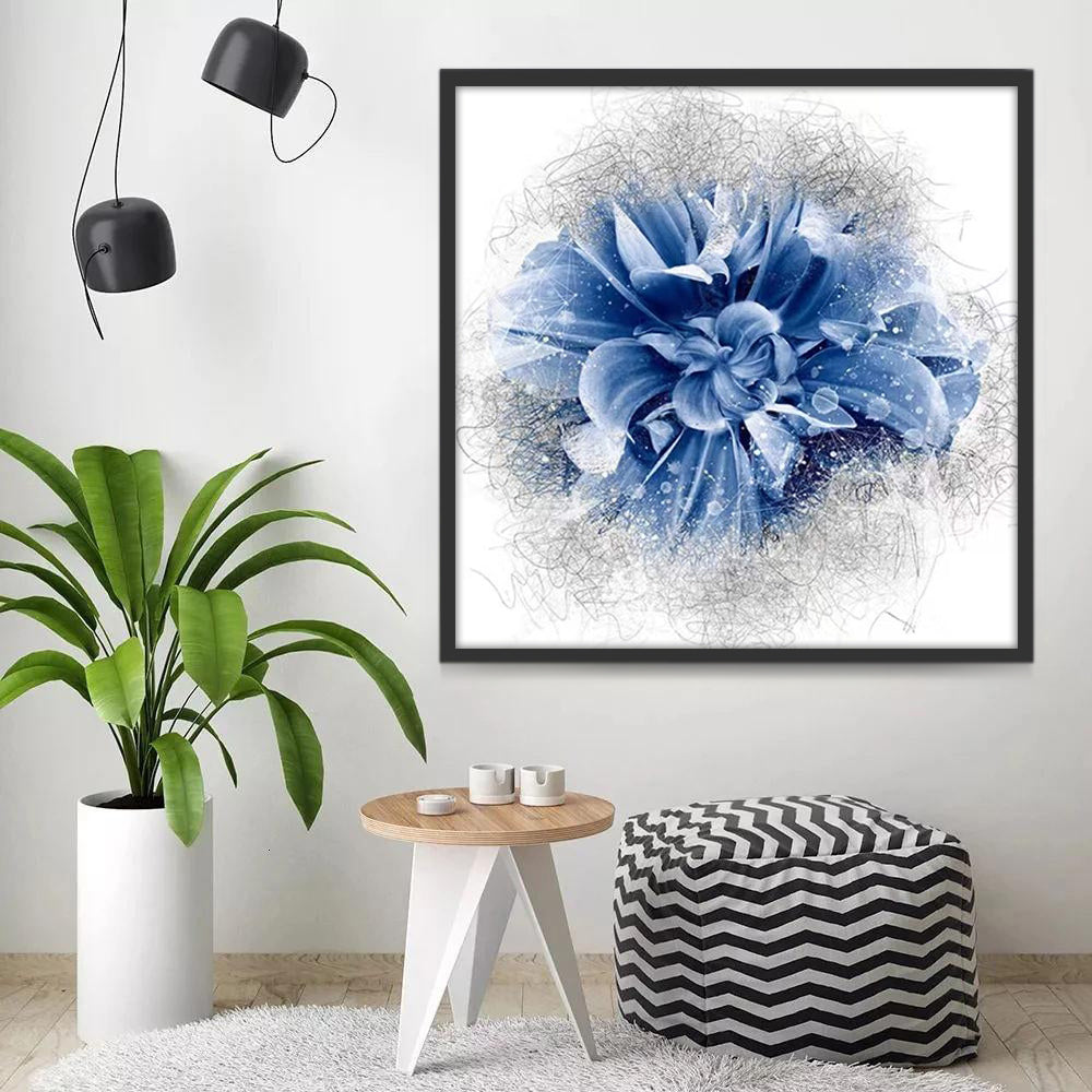 Fleur Bleu Chic Peinture par Numéros