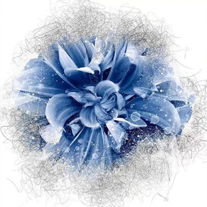 Fleur Bleu Chic Peinture par Numéros