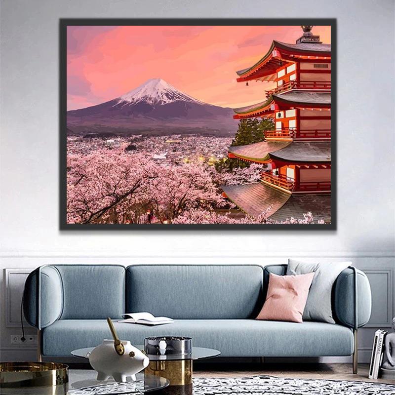Fleur de cerisier au Japon Peinture par Numéros