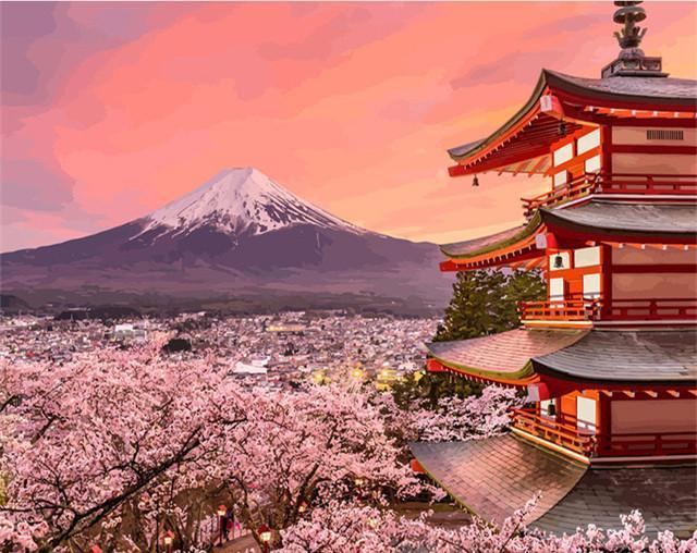 Fleur de cerisier au Japon Peinture par Numéros