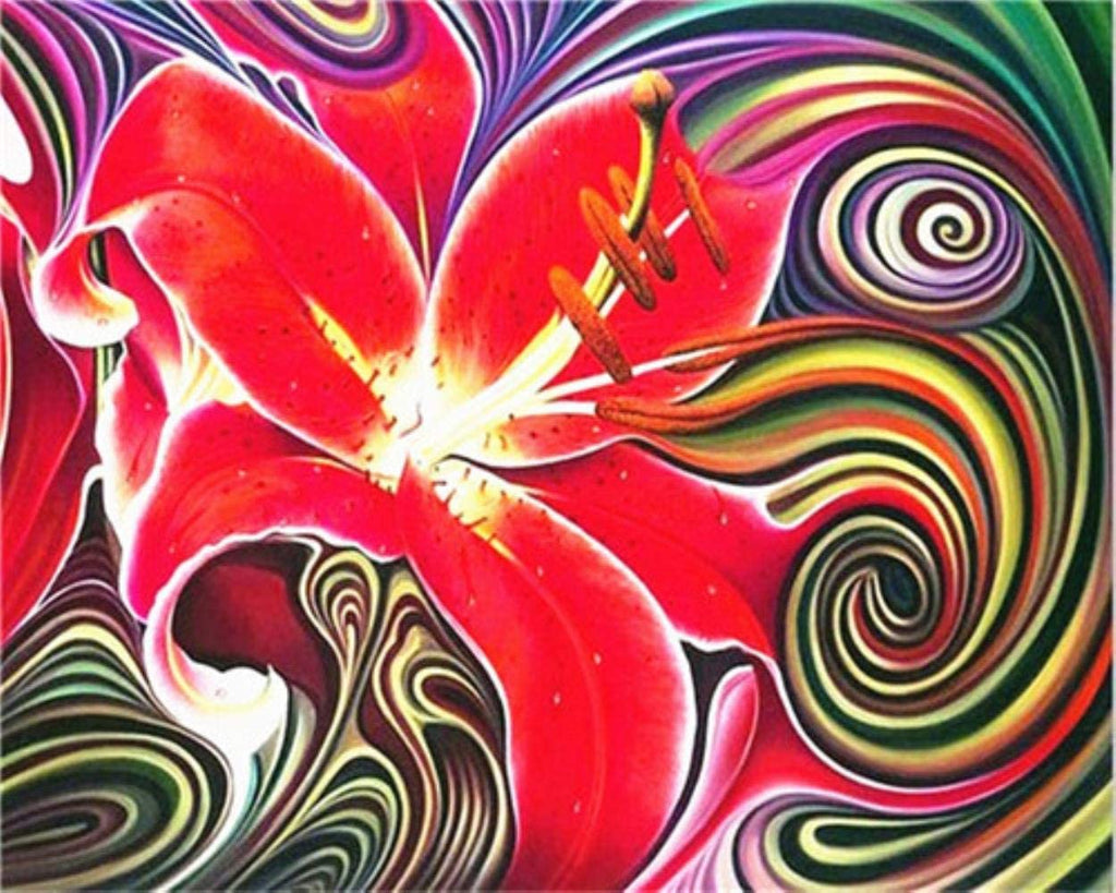 Fleur Rouge Art Abstrait Peinture par Numéros